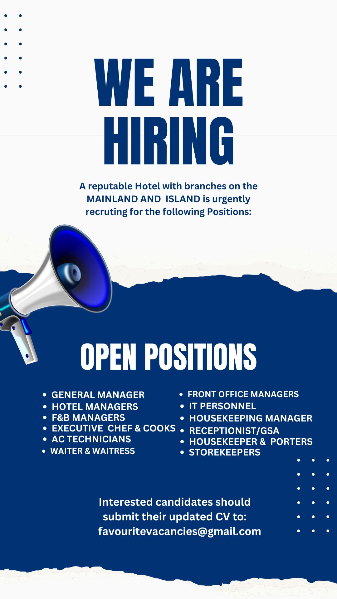 🚀 Exciting Career Opportunities in the Hospitality Industry – Apply Now!