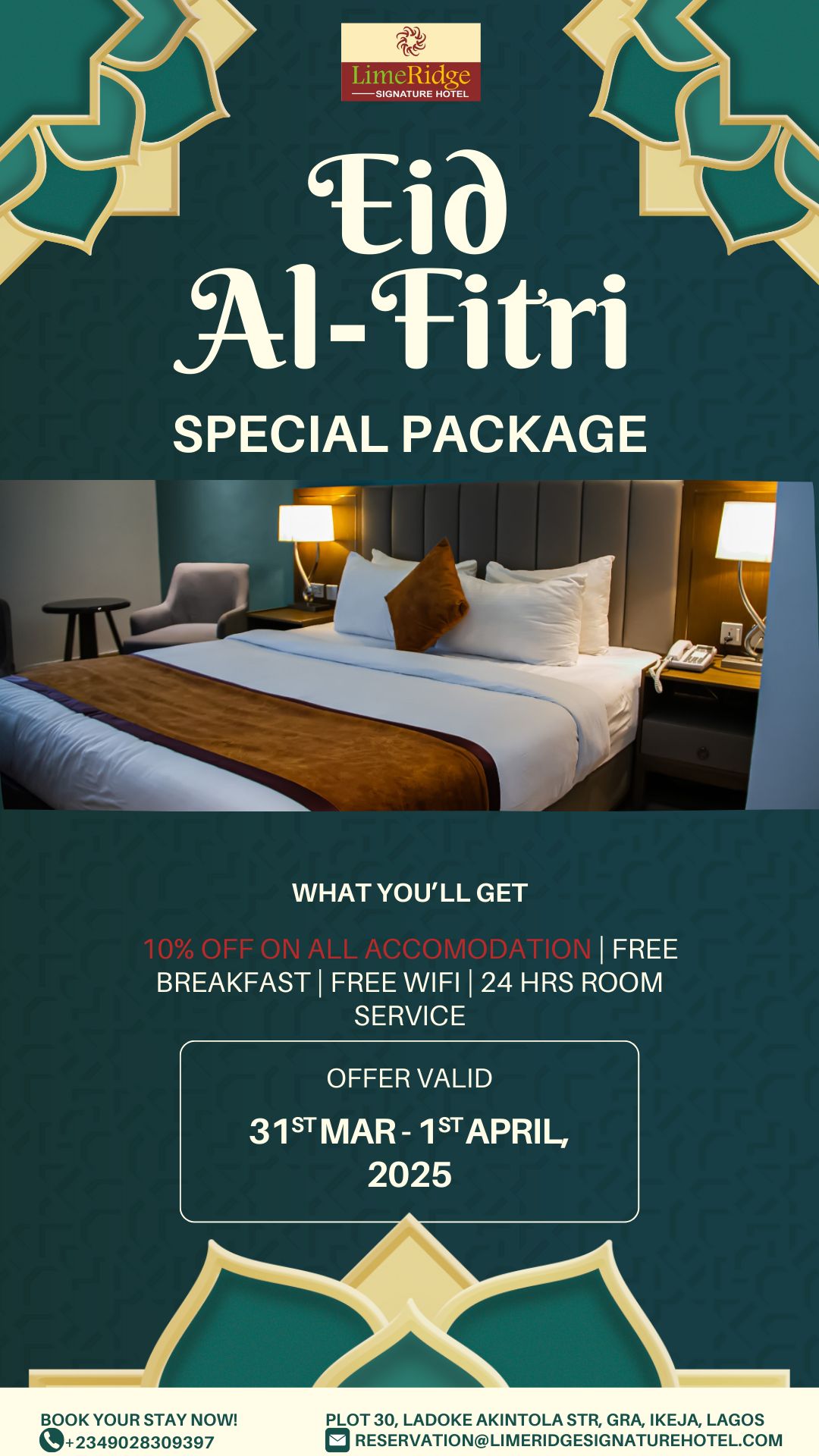 🌙✨ Eid Fitri Retreat: Indulge in 10% OFF a Luxury Stay at Limeridge Signature Hotel! ✨🌙